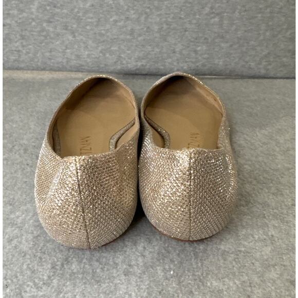 Stuart Weitzman Emilia Pointed Toe Flat Glitter Poudre New Noir 6.5M Excellent - Picture 6 of 10